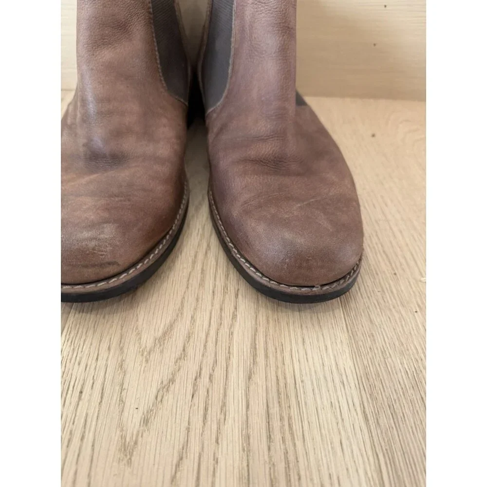 SANDRO Men's Brown Pebbled Leather Chelsea Ankle Pull On Boots Size 10 9.5 - Picture 2 of 8